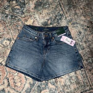 Mid-Rise Blue Denim Shorts
